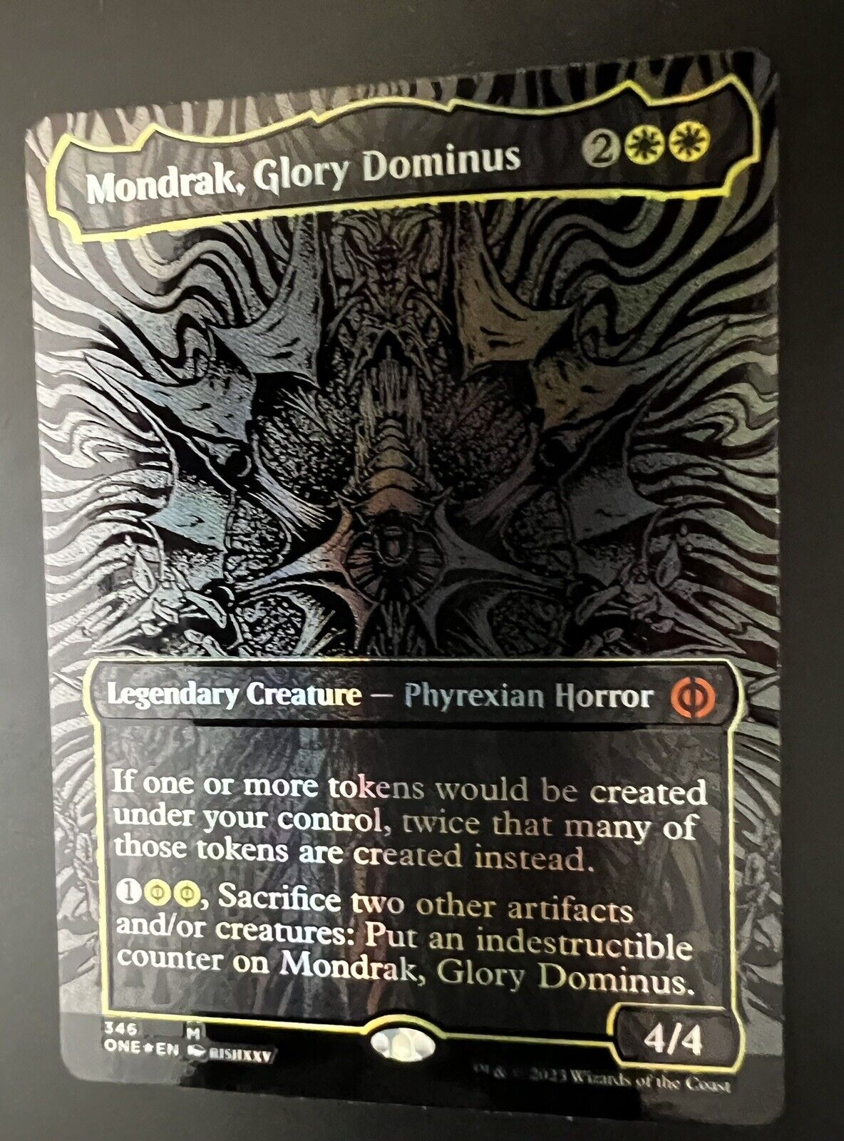 MTG Phyrexia All Will Be One Mondrak Glory Dominus Oil Slick Raised Foil 346 NM