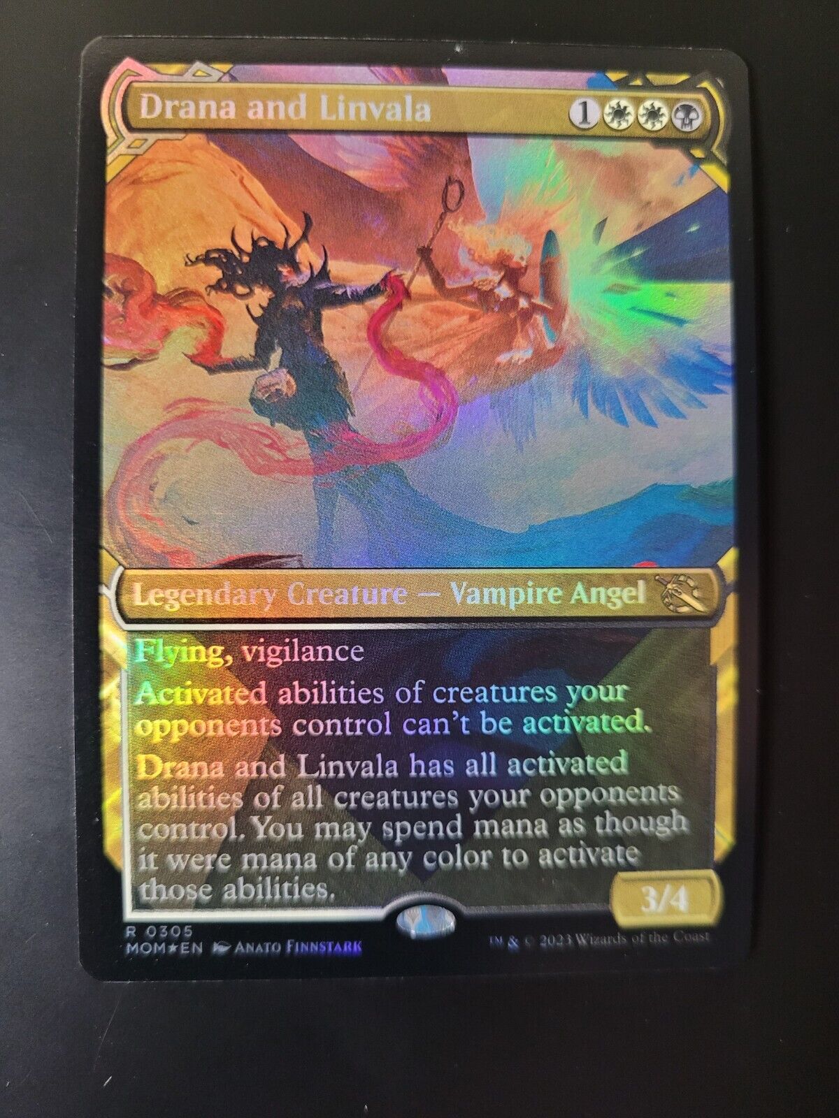 MTG March of the Machine (MOM) Rare FOIL Drana and Linvala (Showcase) 305 NM