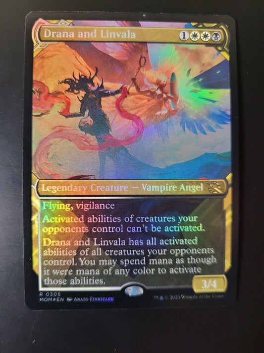 MTG March of the Machine (MOM) Rare FOIL Drana and Linvala (Showcase) 305 NM