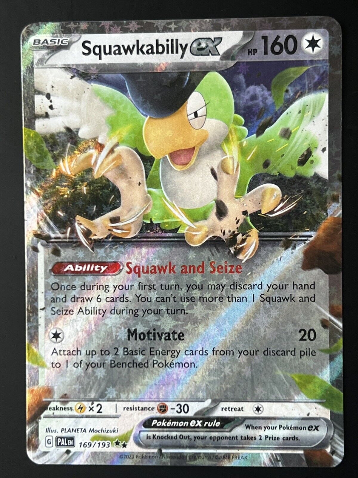 Pokemon SV02: Paldea Evolved Double Rare Holofoil Squawkabilly ex 169/193 NM