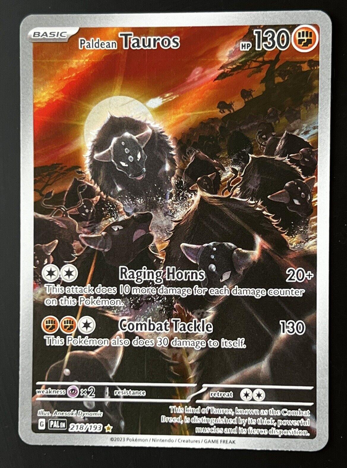 Pokemon SV02 Paldea Evolved Illustration Rare Holofoil Paldean Tauros 218/193 NM