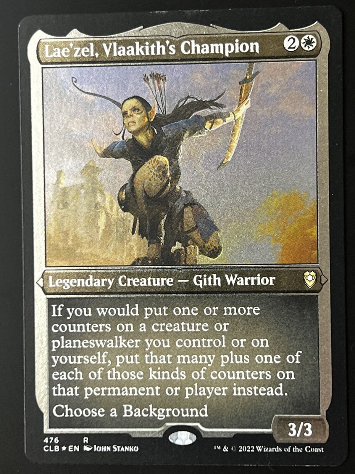 MTG Commander Baldurs Gate CLB R Lae'zel Vlaakiths Champion Foil Etched 476 NM