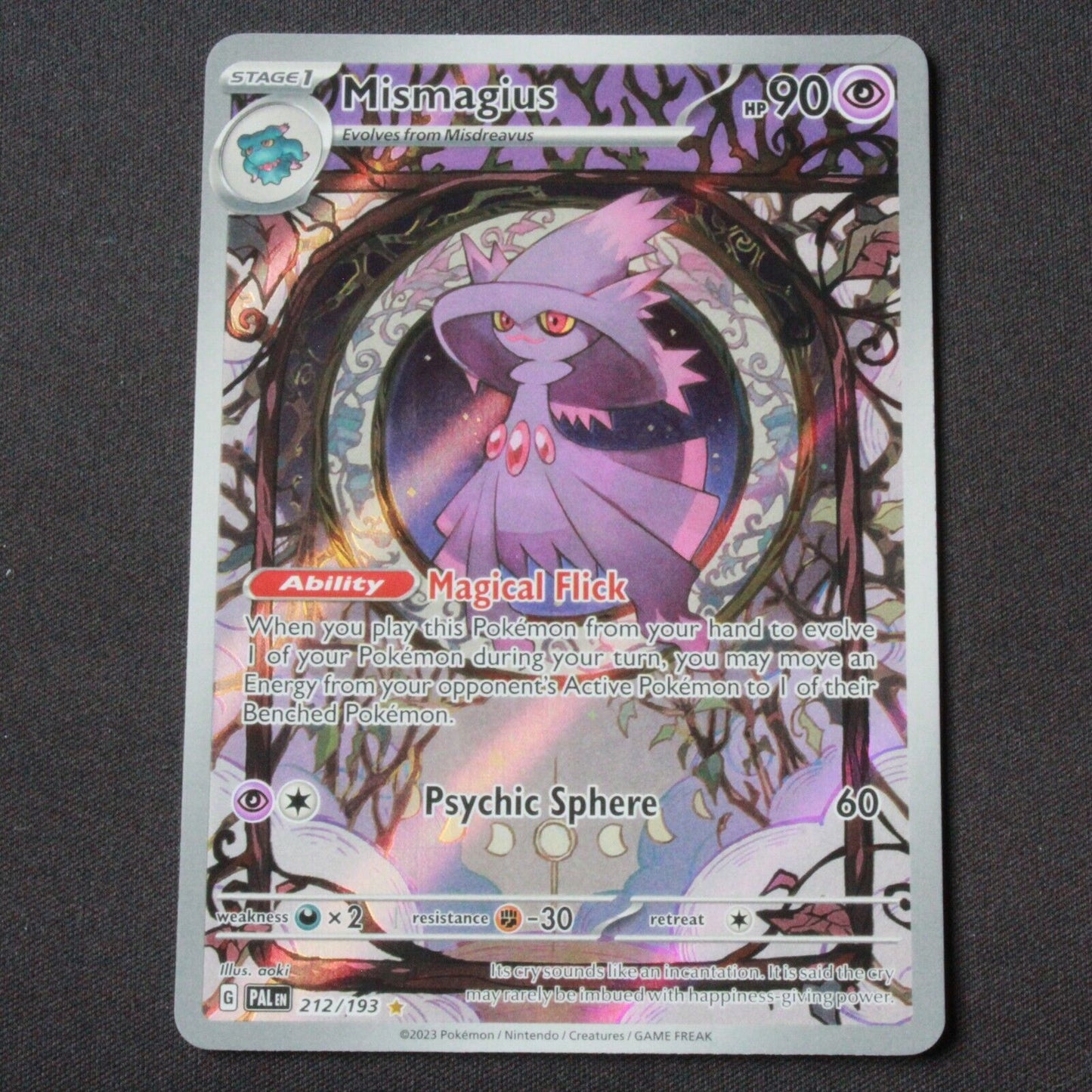 Pokemon SV02: Paldea Evolved Illustration Rare Holofoil Mismagius 212/193 NM