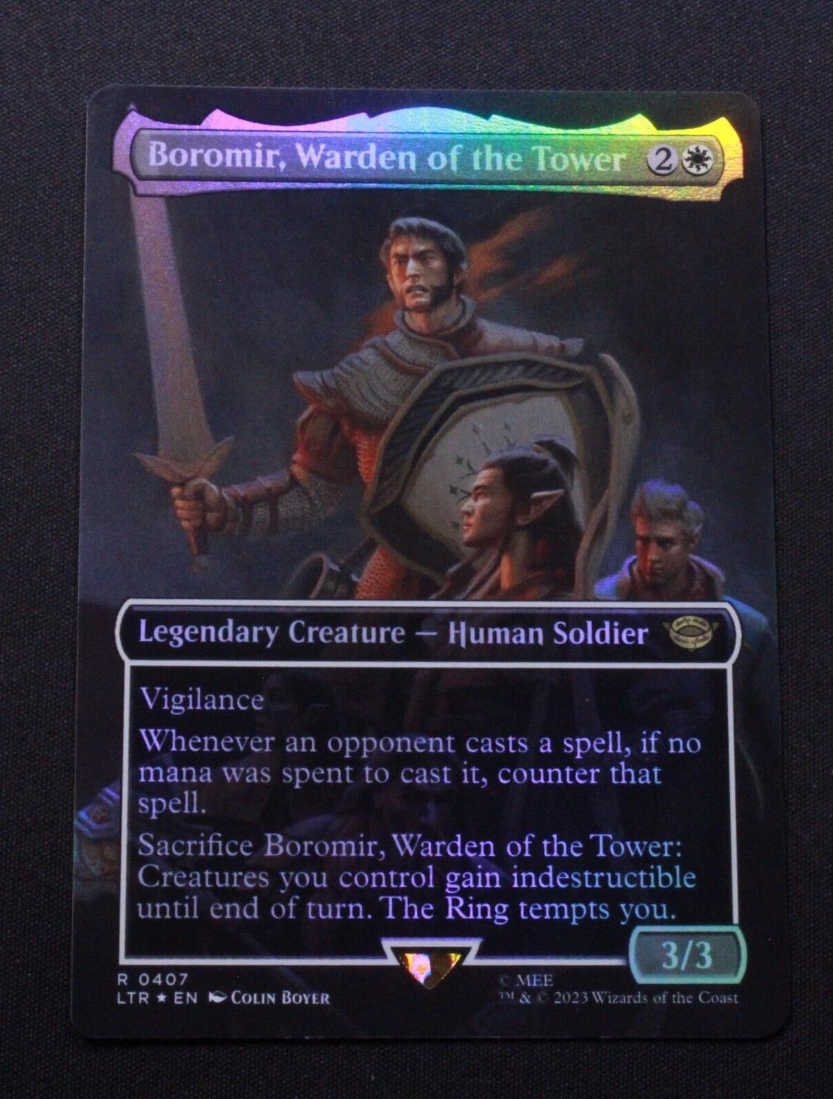 MTG The Lord of the Rings LTR FOIL Boromir Warden of the Tower Borderless 407 NM