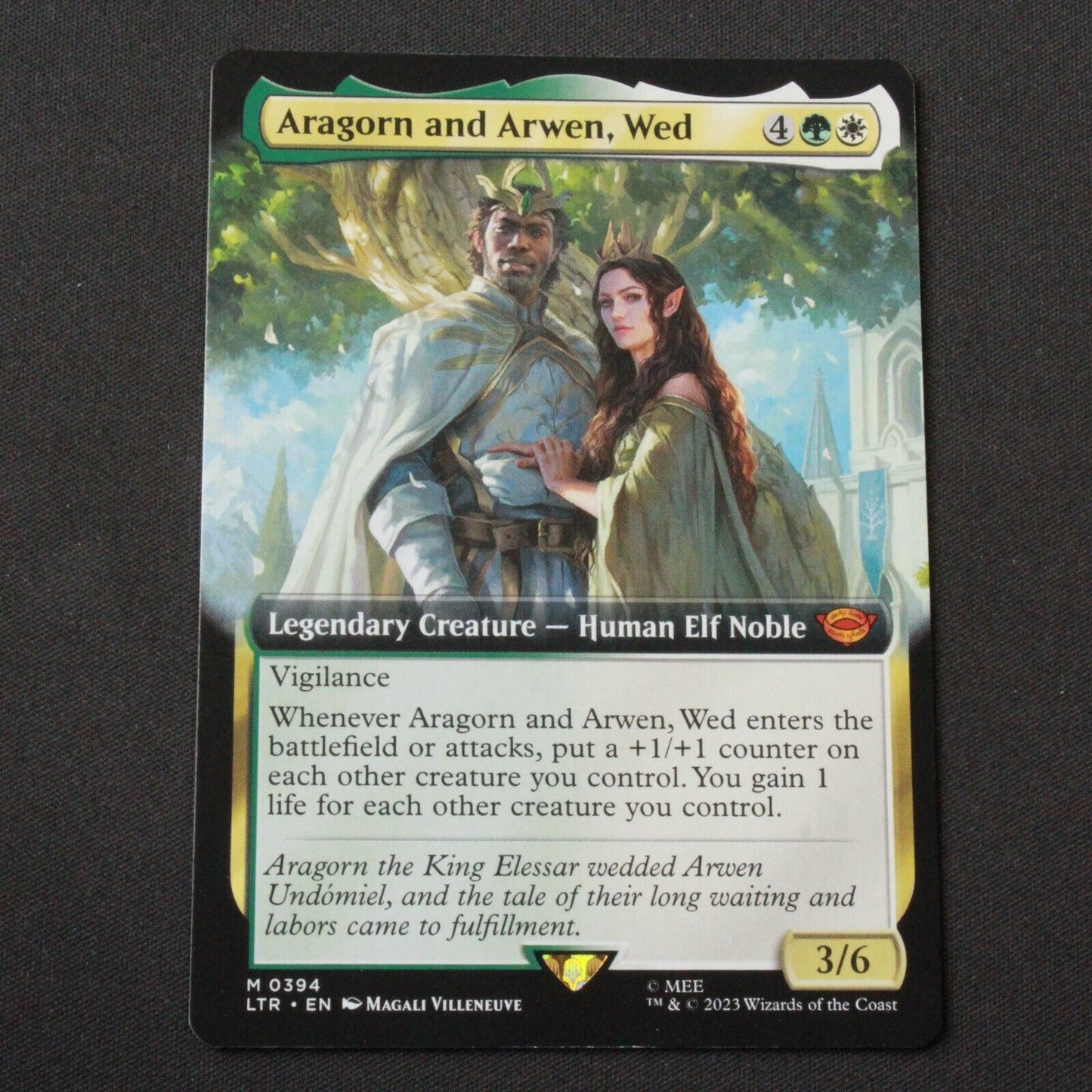 MTG Lord of the Rings (LTR) Mythic Aragorn and Arwen, Wed (Extended Art) 394 NM