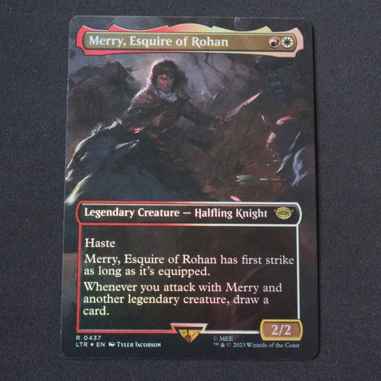 MTG The Lord of the Rings LTR Rare FOIL Merry Esquire of Rohan Borderless 437 NM