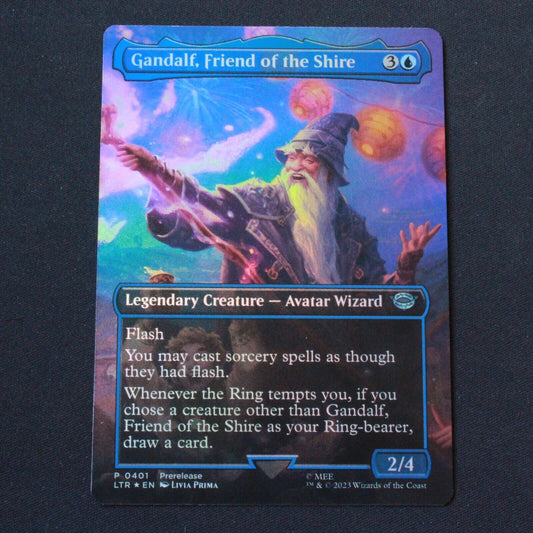 MTG The Lord of the Rings LTR FOIL Gandalf Friend of the Shire Borderless 401 NM