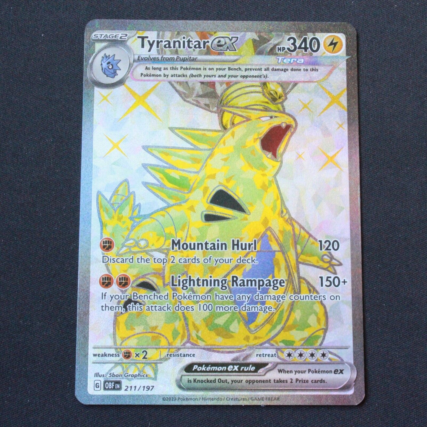 Pokemon SV03: Obsidian Flames Ultra Rare Holofoil Tyranitar ex 211/197 NM