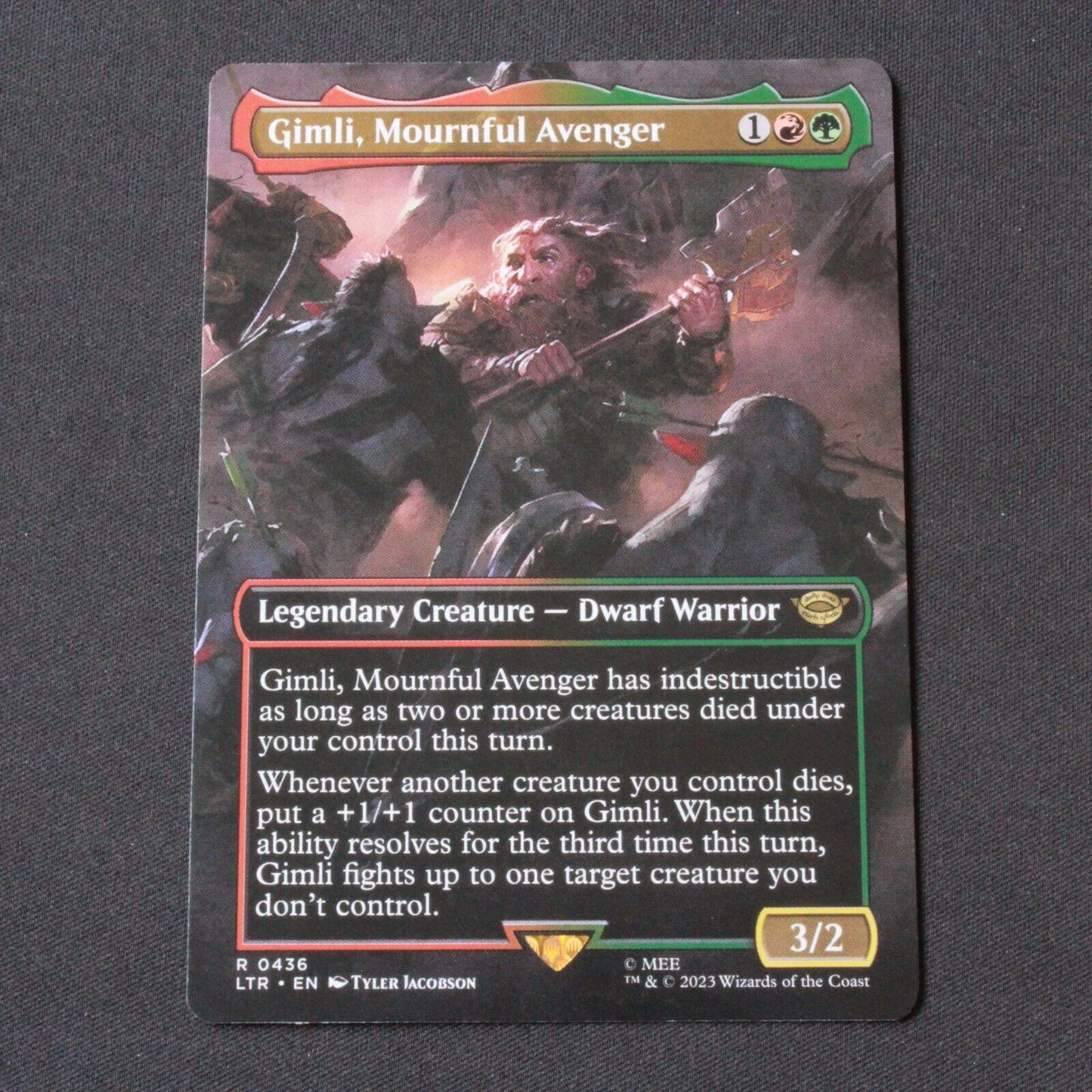 MTG Lord of the Rings (LTR) Rare Gimli, Mournful Avenger (Borderless) 436 NM