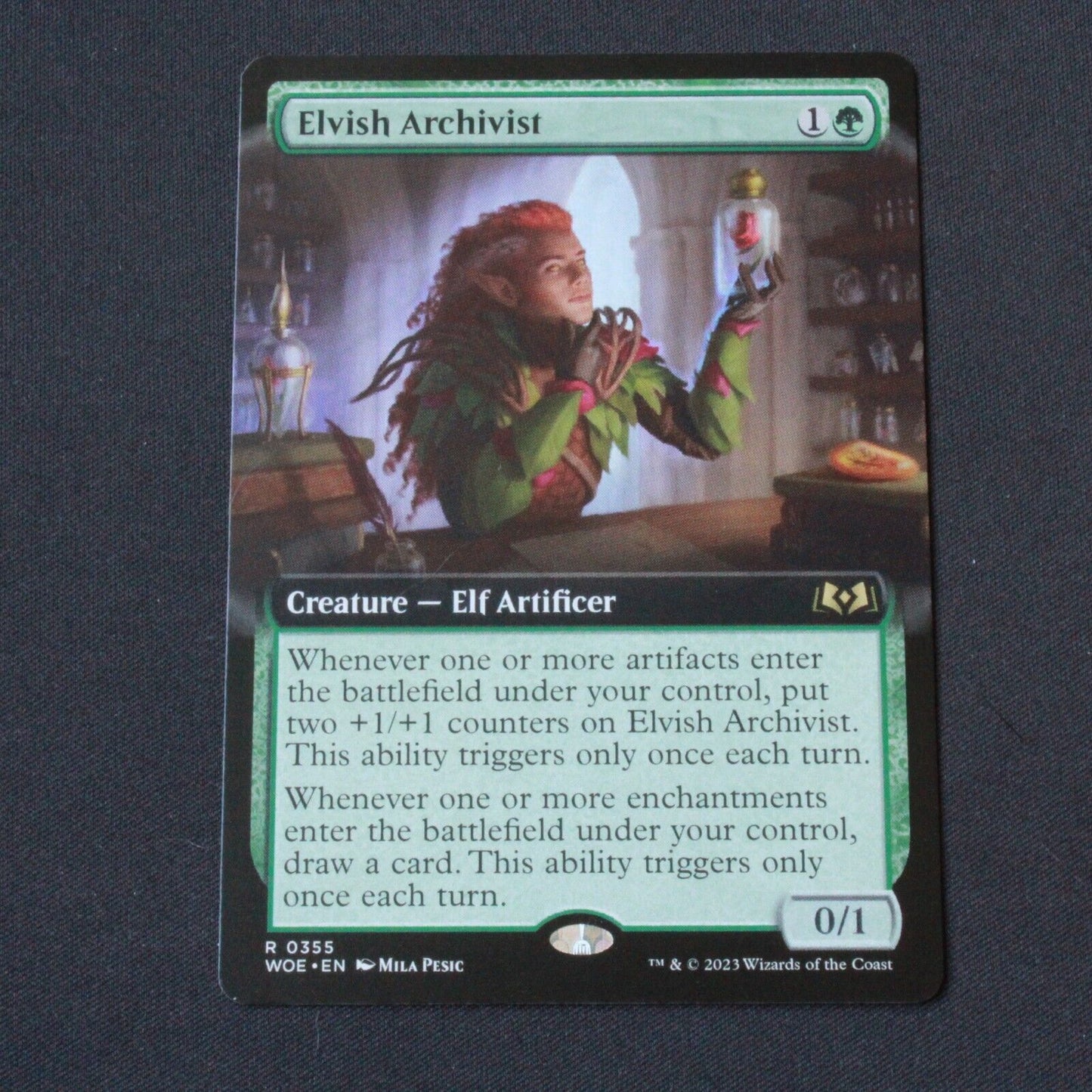 MTG Wilds of Eldraine (WOE) Rare Elvish Archivist (Extended Art) 355 NM