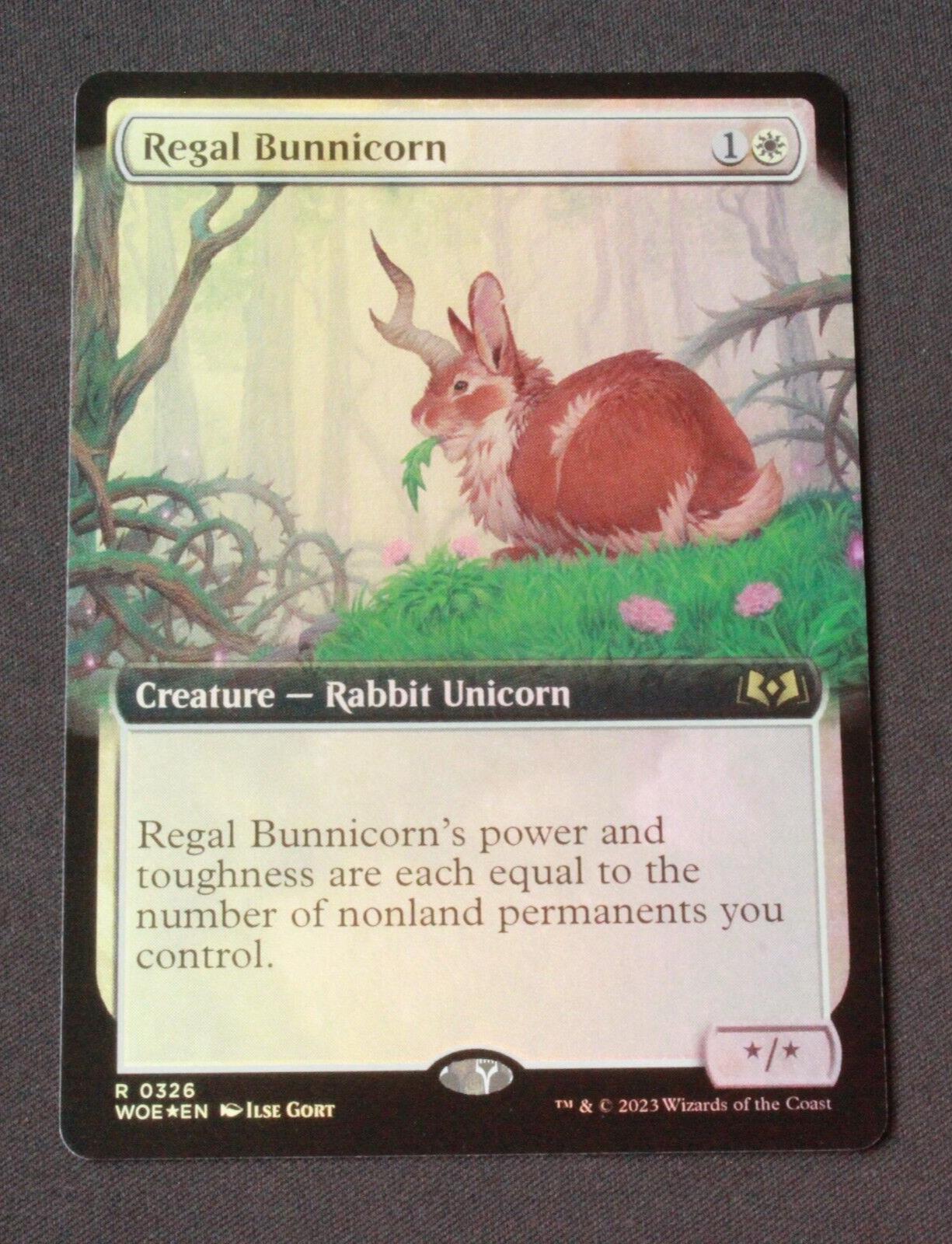 MTG Wilds of Eldraine (WOE) Rare FOIL Regal Bunnicorn (Extended Art) 326 NM