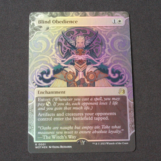 MTG Wilds of Eldraine: Enchanting Tales (WOT) Rare FOIL Blind Obedience 1 NM