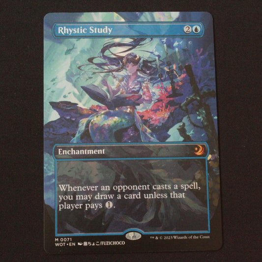 MTG Wilds of Eldraine: Enchanting Tales WOT Rhystic Study Anime Borderless 71 NM