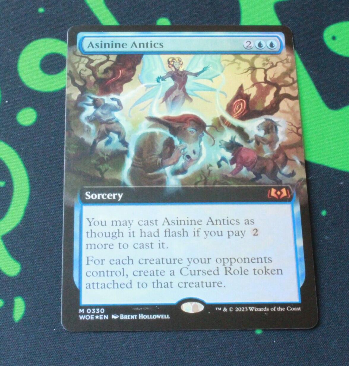 MTG Wilds of Eldraine (WOE) Mythic FOIL Asinine Antics (Extended Art) 330 NM