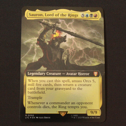 MTG Commander Lord of the Rings LTC FOIL Sauron Lord of the Rings Ext Art 92 NM