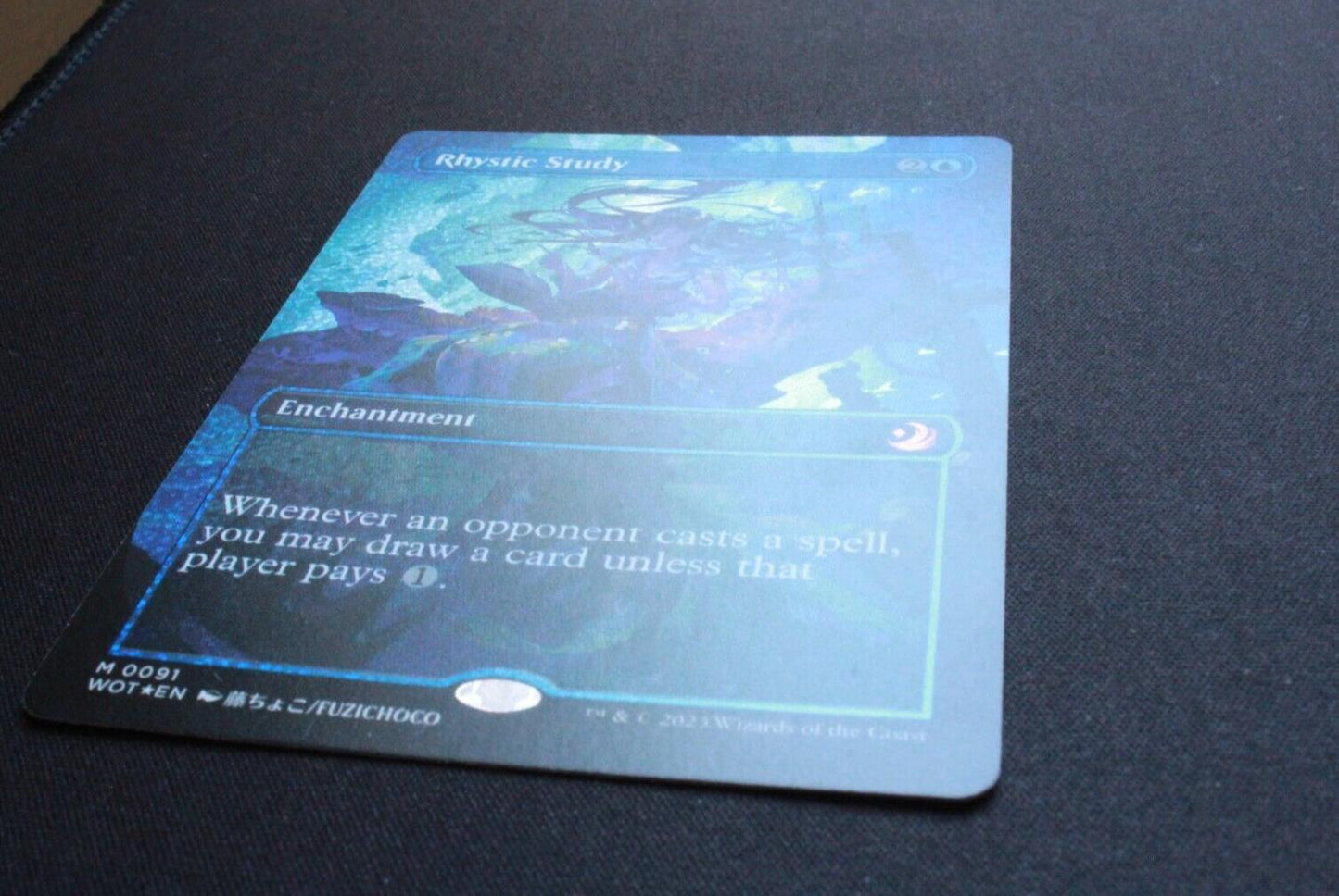 MTG Wilds of Eldraine WOT Rhystic Study Anime Borderless Confetti Foil 91 NM