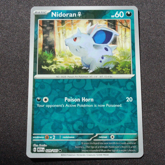 Pokemon Scarlet and Violet 151 Common Reverse Holofoil Nidoran F 029/165 NM