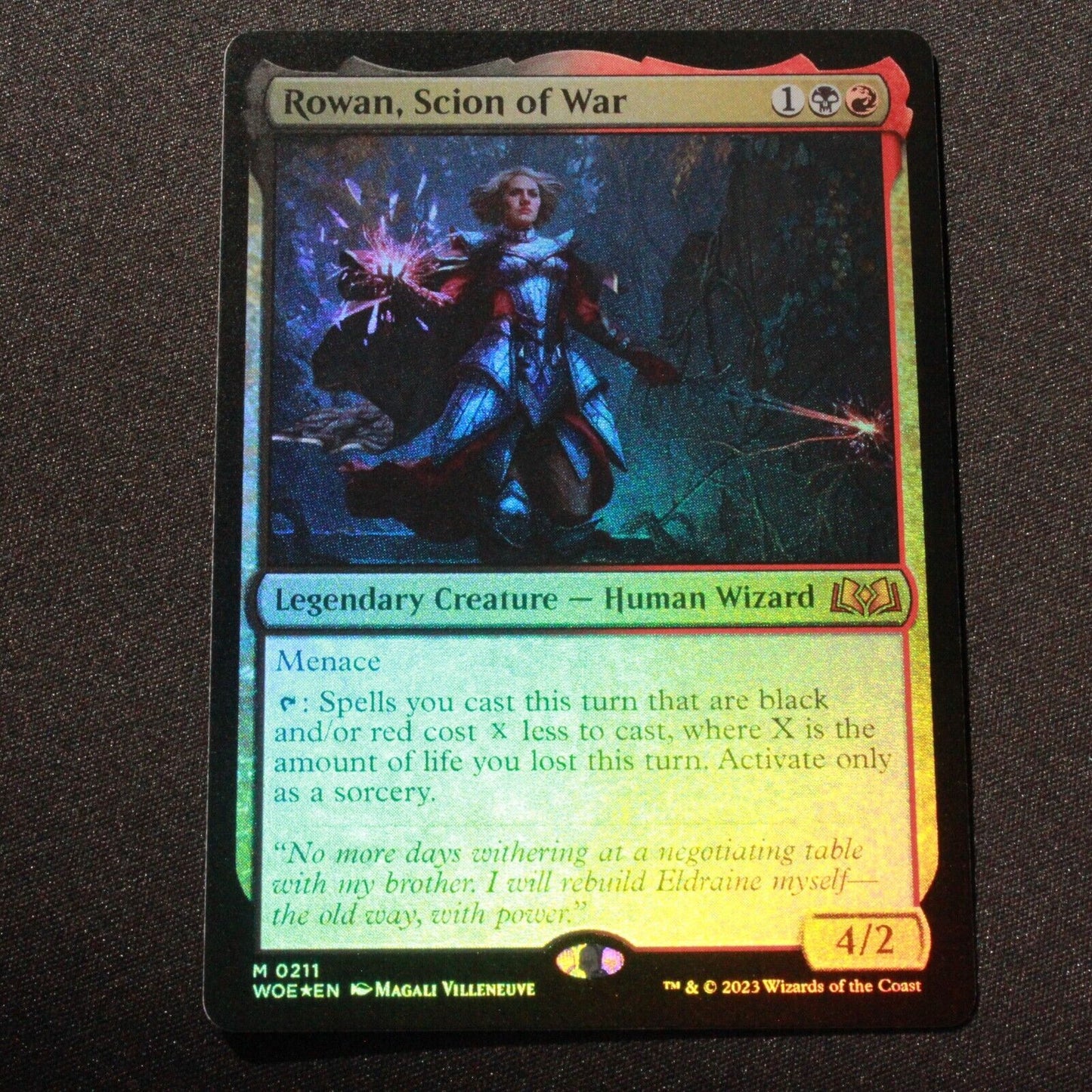 MTG Wilds of Eldraine (WOE) Mythic FOIL Rowan, Scion of War 211 NM