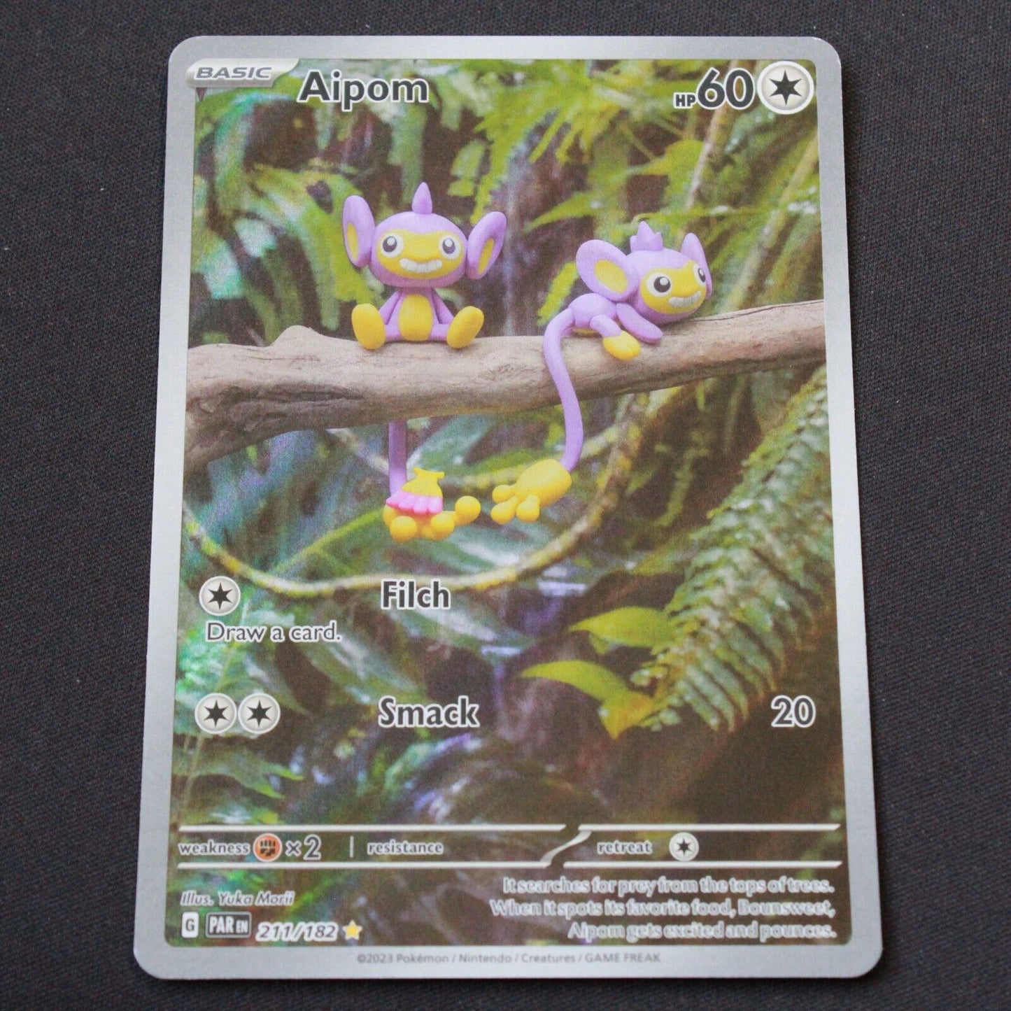 Pokemon SV04: Paradox Rift Illustration Rare Holofoil Aipom 211/182 NM