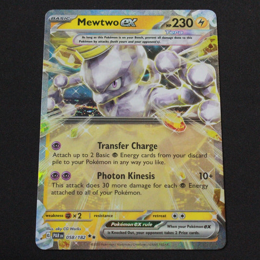 Pokemon SV04: Paradox Rift Double Rare Holofoil Mewtwo ex 058/182 NM