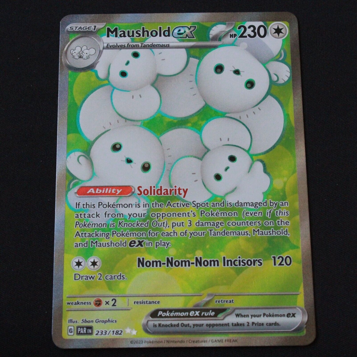 Pokemon SV04: Paradox Rift Ultra Rare Holofoil Maushold ex 233/182 NM