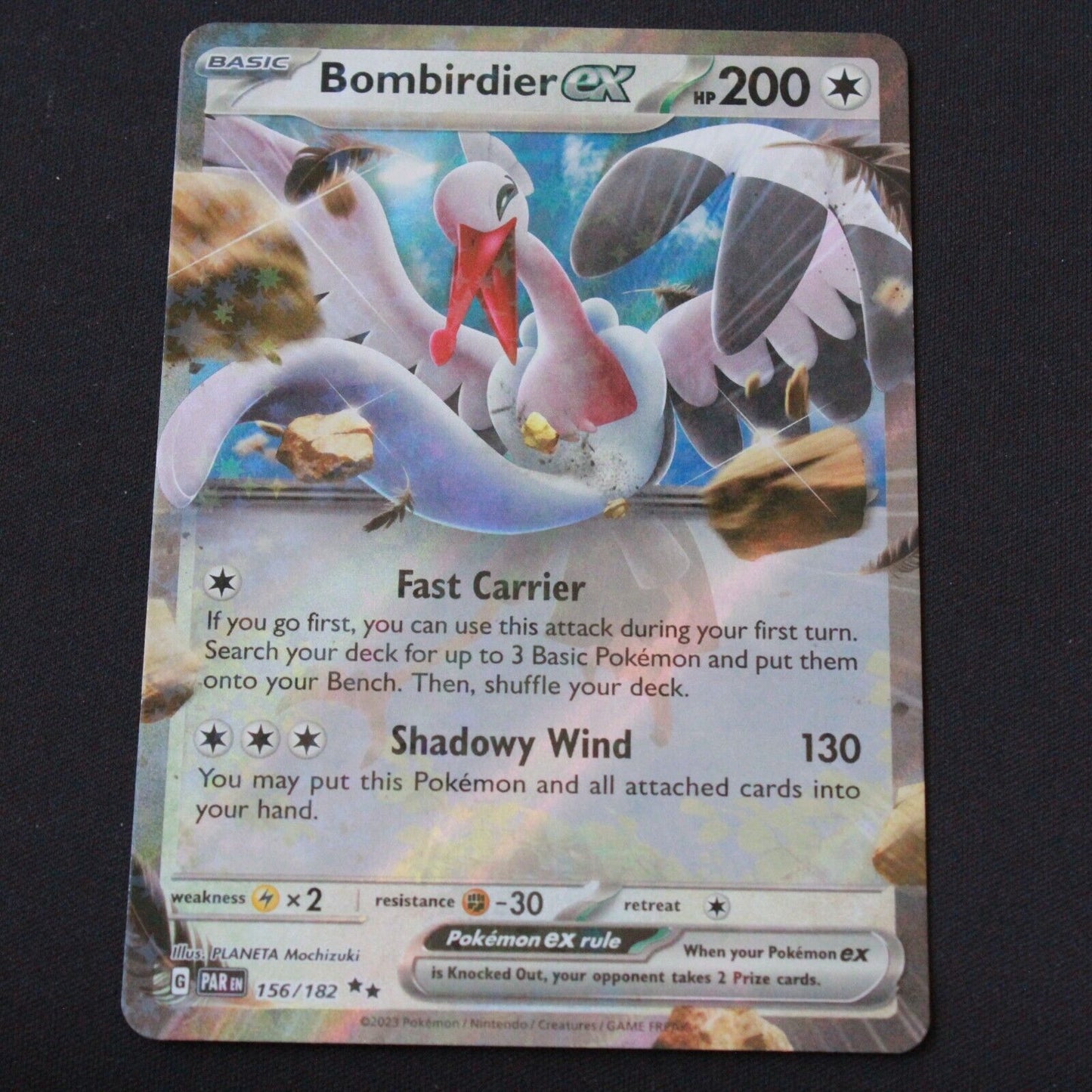 Pokemon SV04: Paradox Rift Double Rare Holofoil Bombirdier ex 156/182 NM