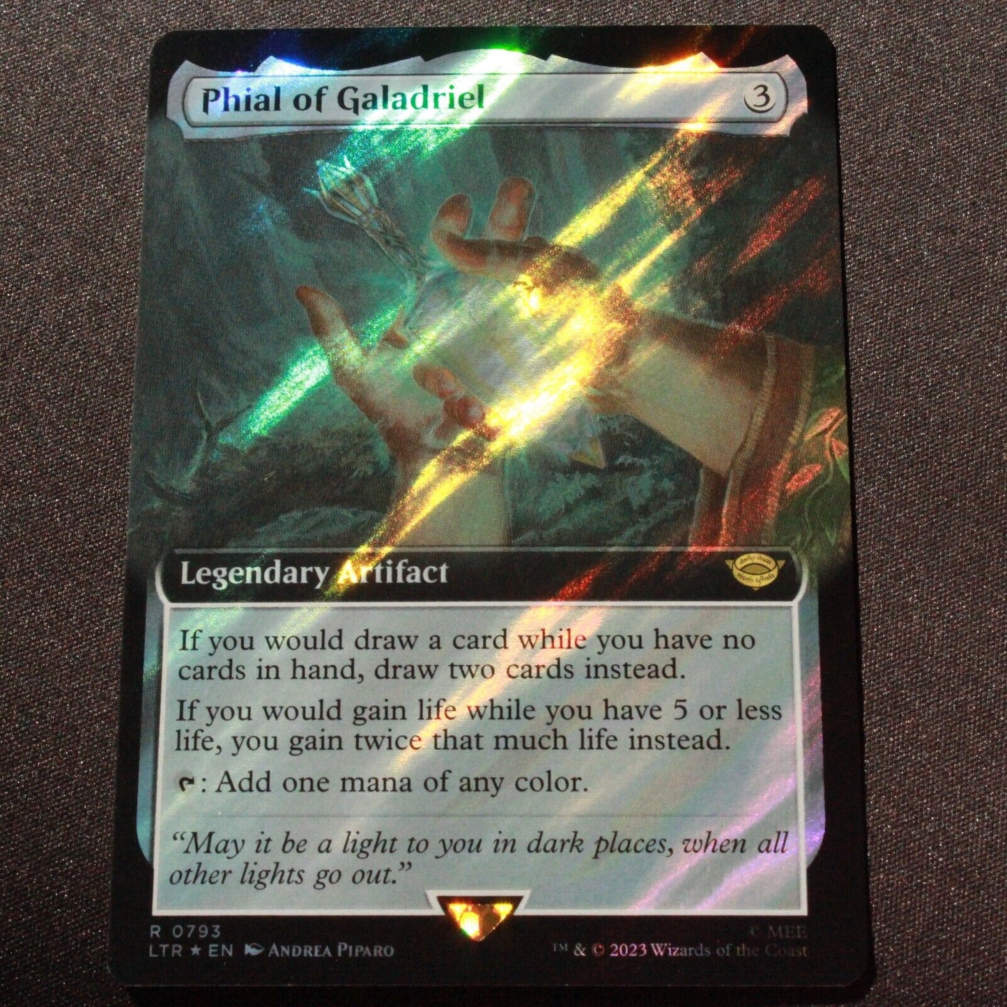 MTG Lord of the Rings LTR Rare Phial of Galadriel Extended Art Surge Foil 793 NM