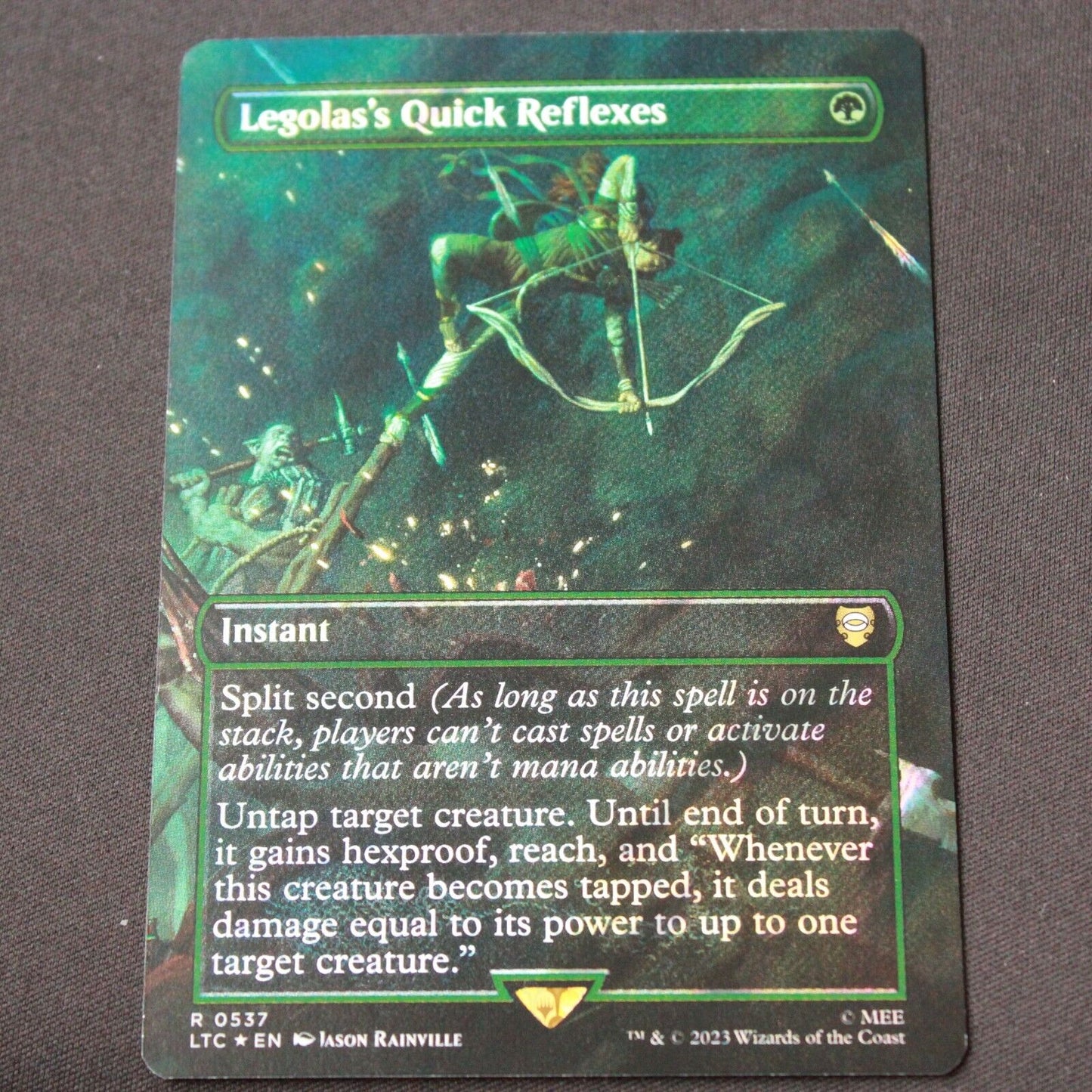 MTG Commander LOTR LTC Legolas Quick Reflexes Borderless Surge Foil 537 NM