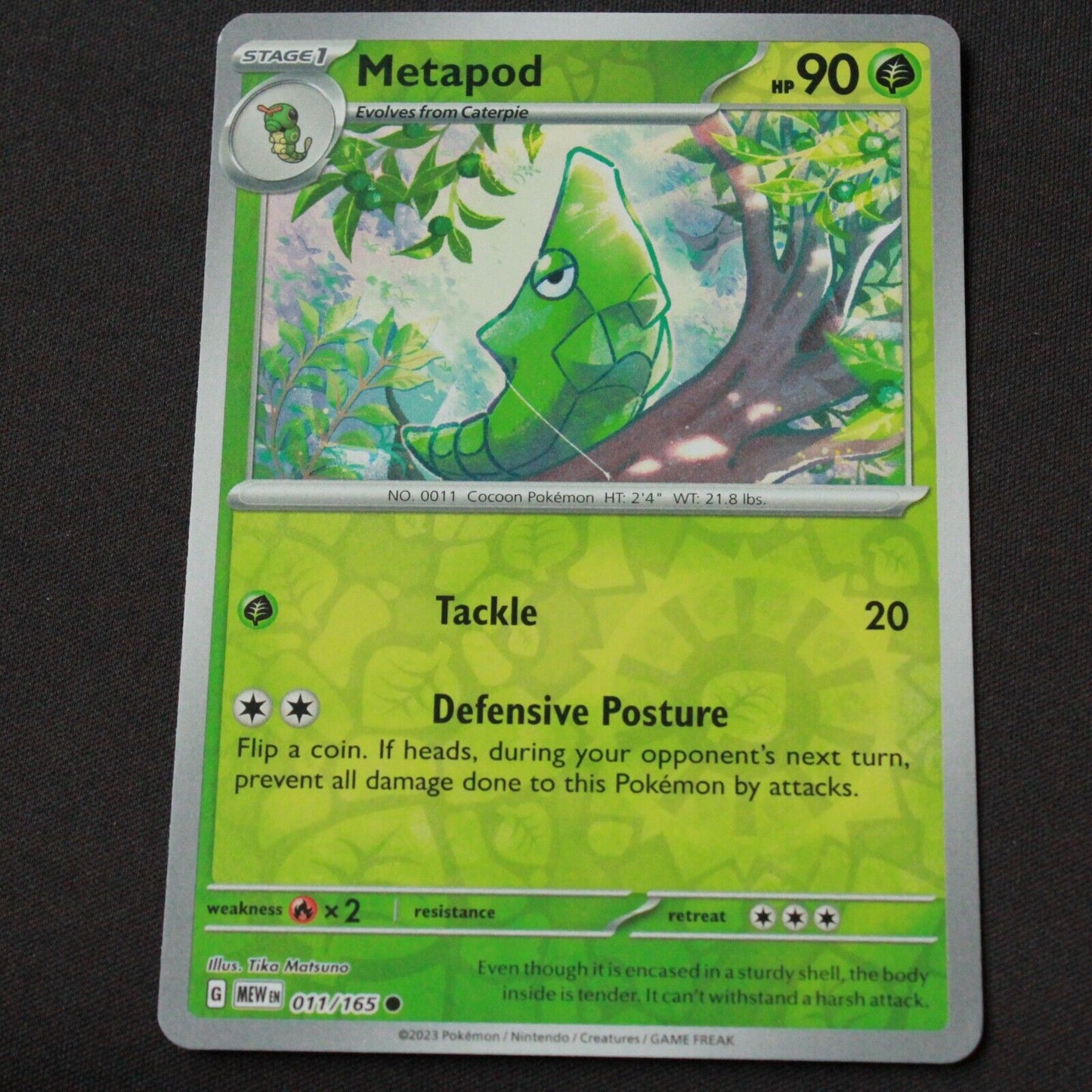 Pokemon SV: Scarlet and Violet 151 Common Reverse Holofoil Metapod 11 NM