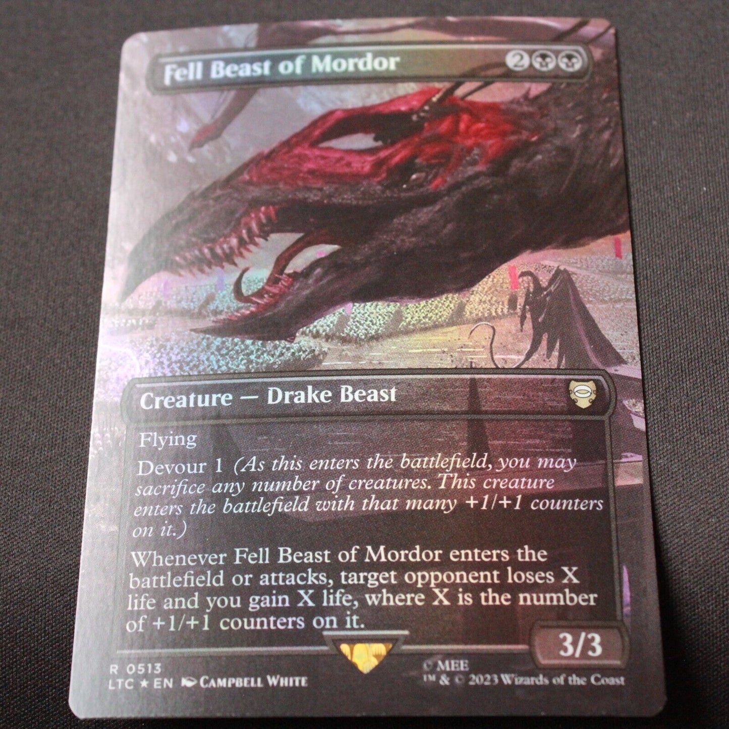 MTG Commander Lord of the Rings LTC FOIL Fell Beast of Mordor Borderless 513 NM