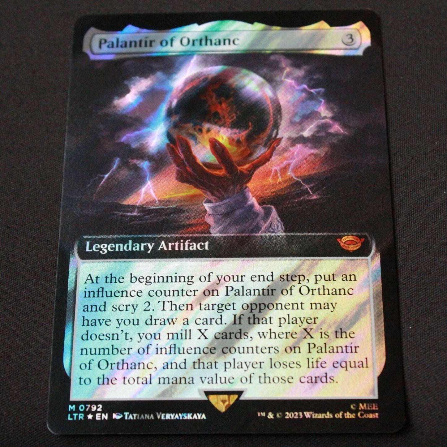 MTG Lord of the Rings LTR Palantir of Orthanc Extended Art Surge Foil 792 NM