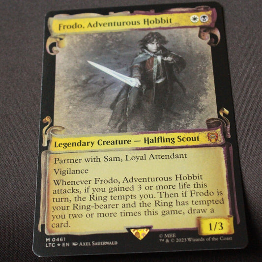 MTG Commander LOTR LTC FOIL Frodo Adventurous Hobbit Showcase Scrolls 461 NM