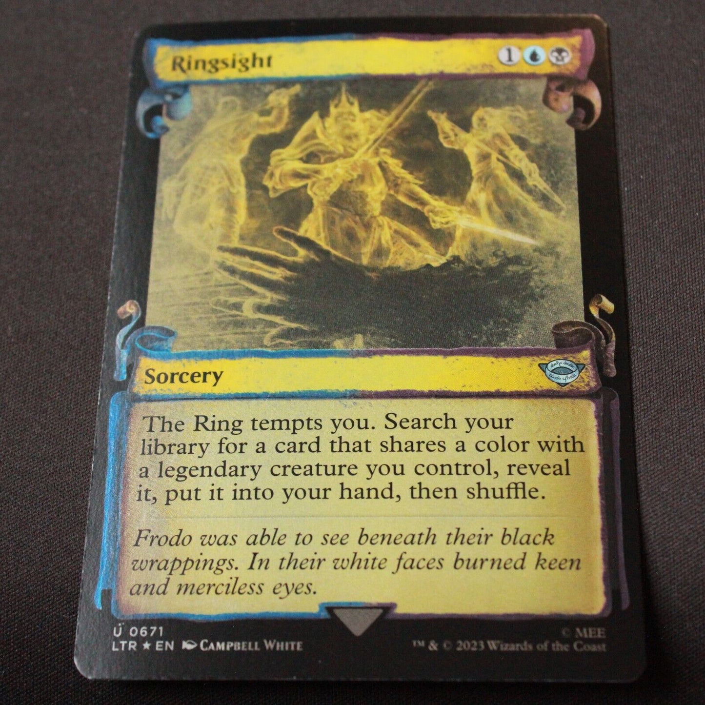 MTG Lord of the Rings LTR Uncommon FOIL Ringsight (Showcase Scrolls) 671 NM