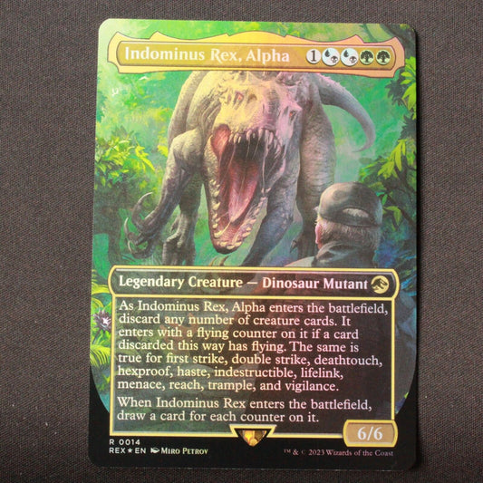 MTG Jurassic World Collection REX FOIL Indominus Rex, Alpha Borderless 14 NM