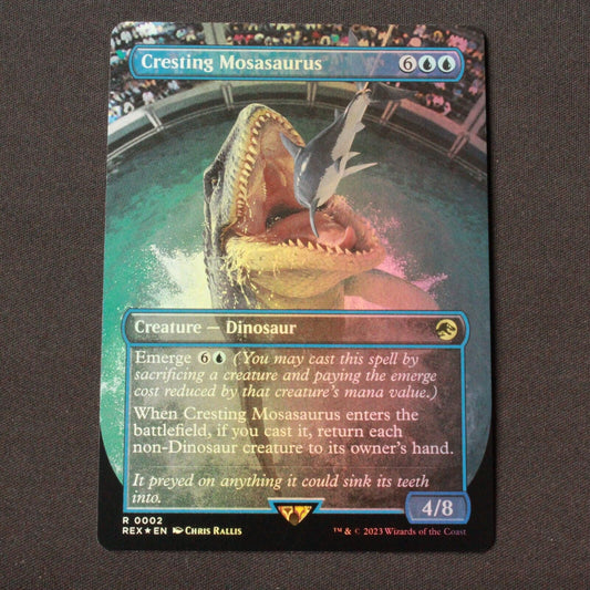 MTG Jurassic World Collection REX Rare FOIL Cresting Mosasaurus Borderless 2 NM