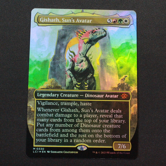 MTG The Lost Caverns of Ixalan LCI FOIL Gishath, Sun's Avatar Borderless 330 NM