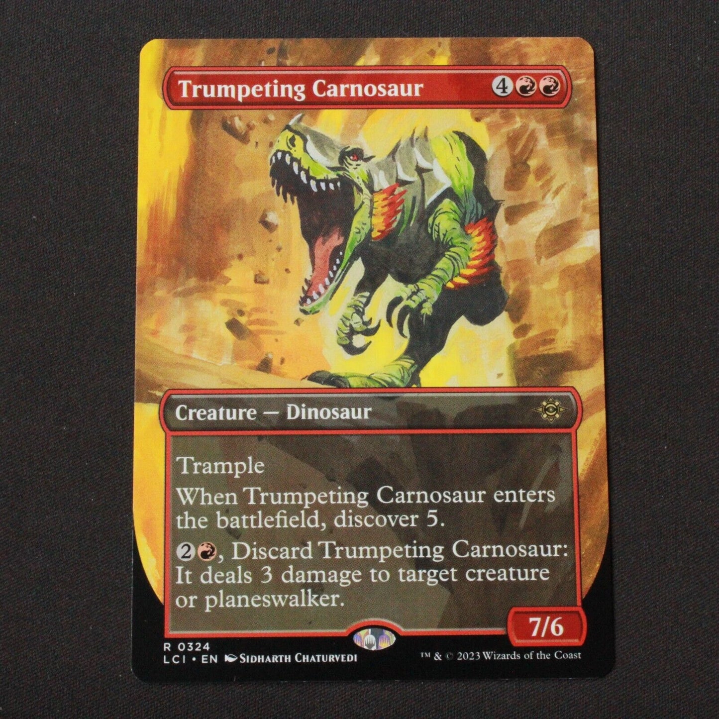 MTG The Lost Caverns of Ixalan LCI Rare Trumpeting Carnosaur Borderless 324 NM