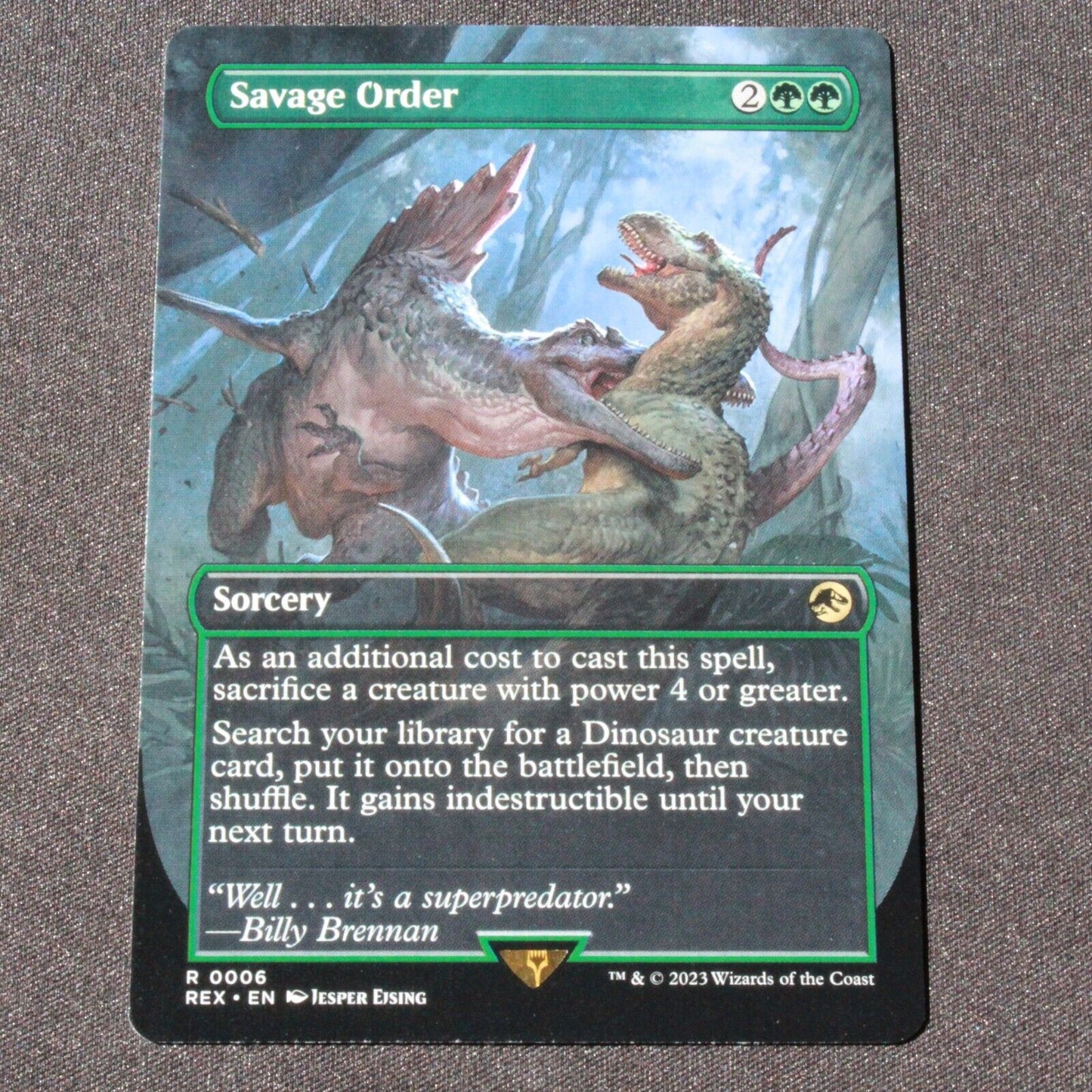 MTG Jurassic World Collection (REX) Rare Savage Order (Borderless) 6 NM