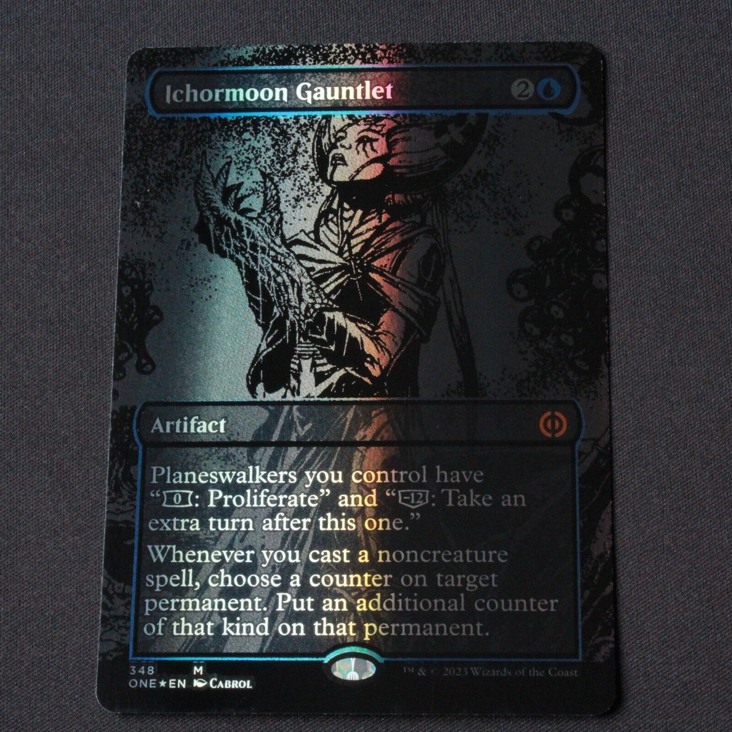 MTG Phyrexia All Will Be One Ichormoon Gauntlet Oil Slick Raised Foil 348 NM