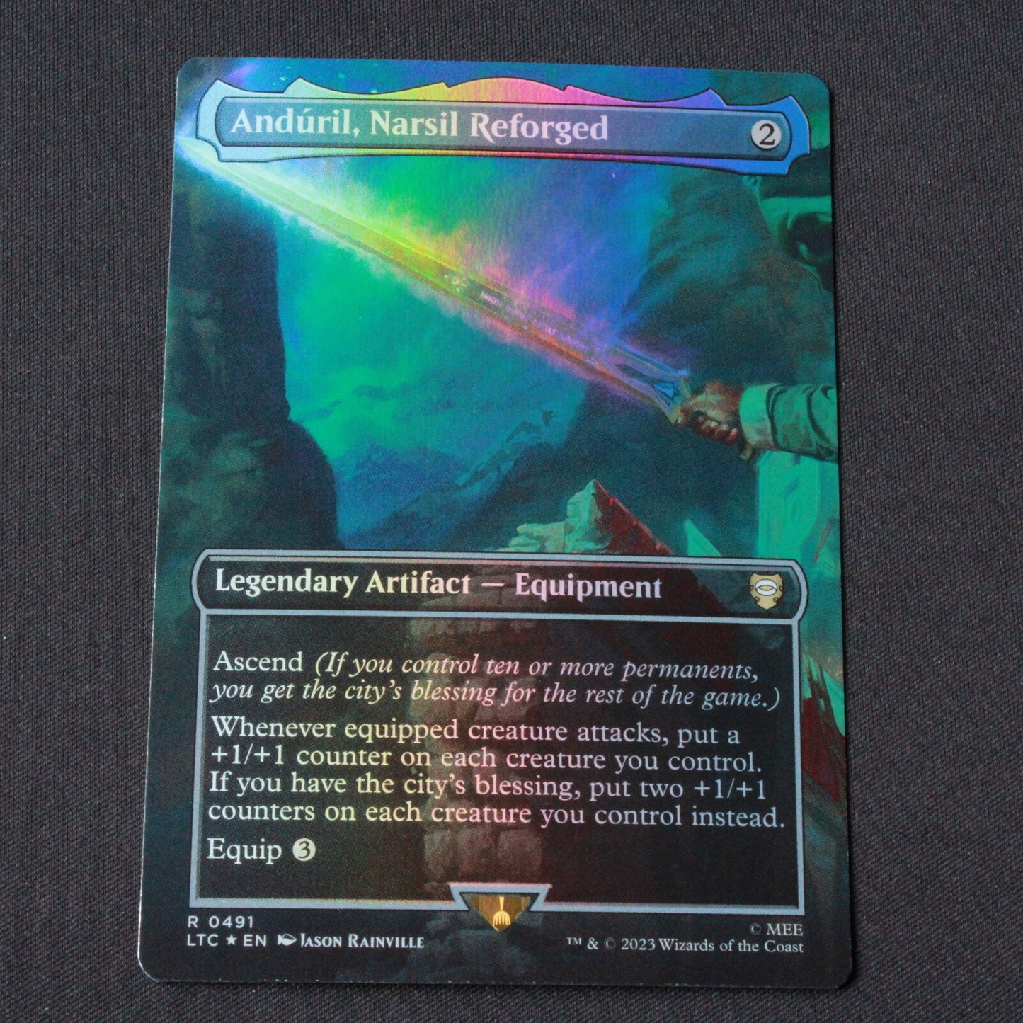 MTG Commander LOTR LTC FOIL Anduril Narsil Reforged Borderless 491 NM