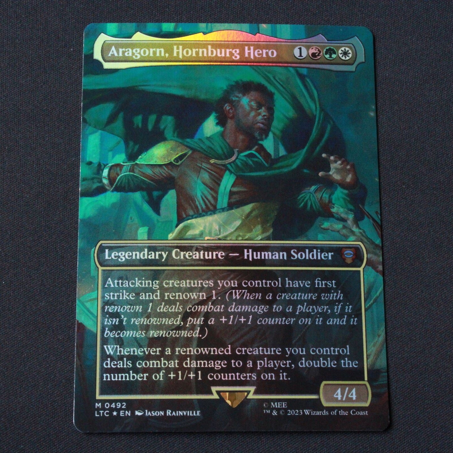 MTG Commander Lord of the Rings LTC FOIL Aragorn Hornburg Hero Borderless 492 NM