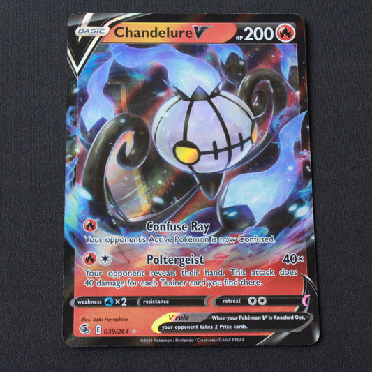 Pokemon SWSH08: Fusion Strike Ultra Rare Chandelure V 039/264 NM