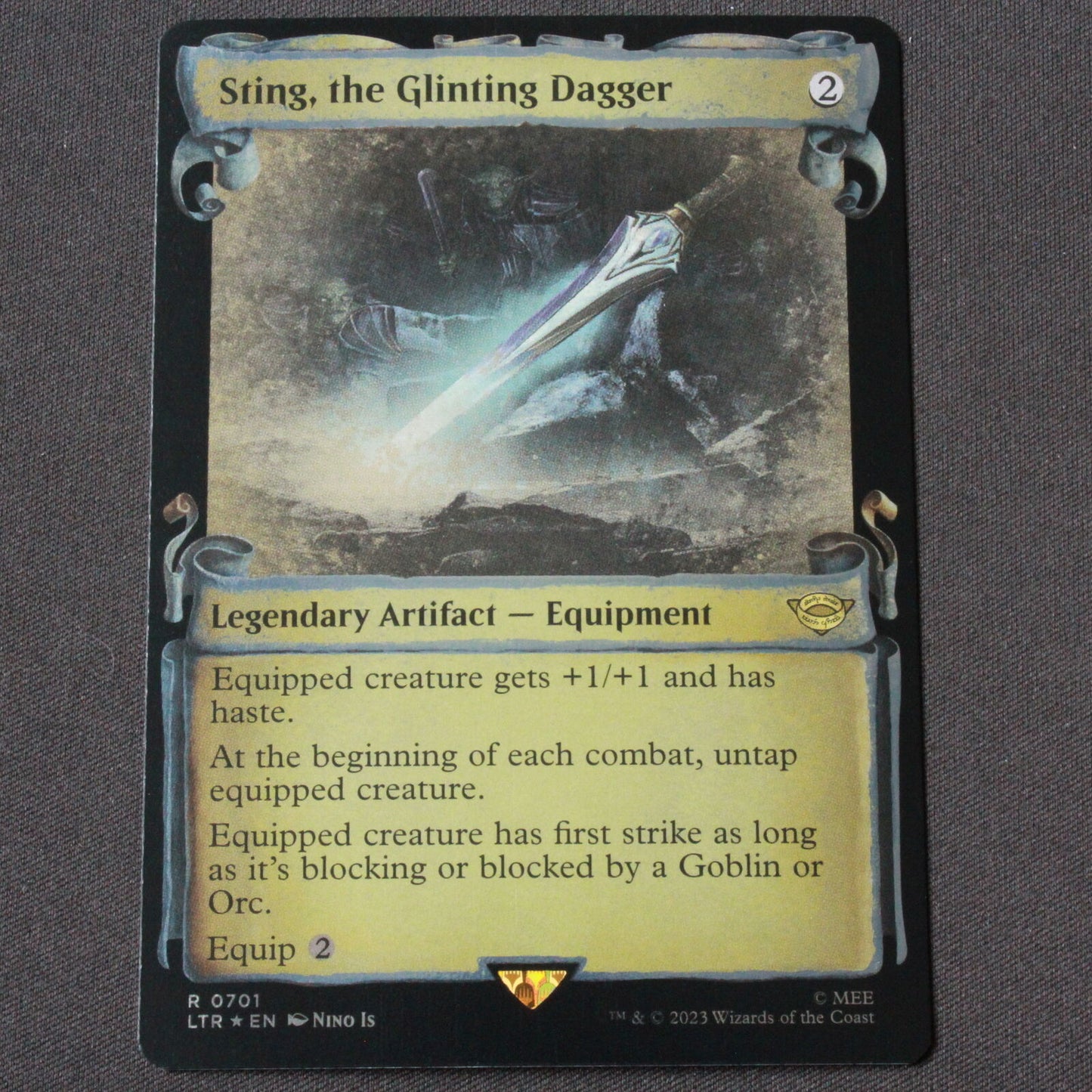 MTG LOTR (LTR) FOIL Sting, the Glinting Dagger (Showcase Scrolls) 701 NM