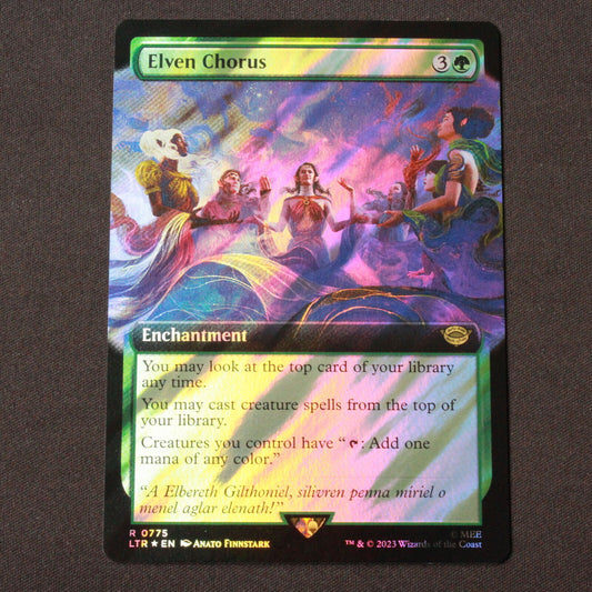 MTG Lord of the Rings LTR Rare FOIL Elven Chorus Extended Art Surge Foil 775 NM