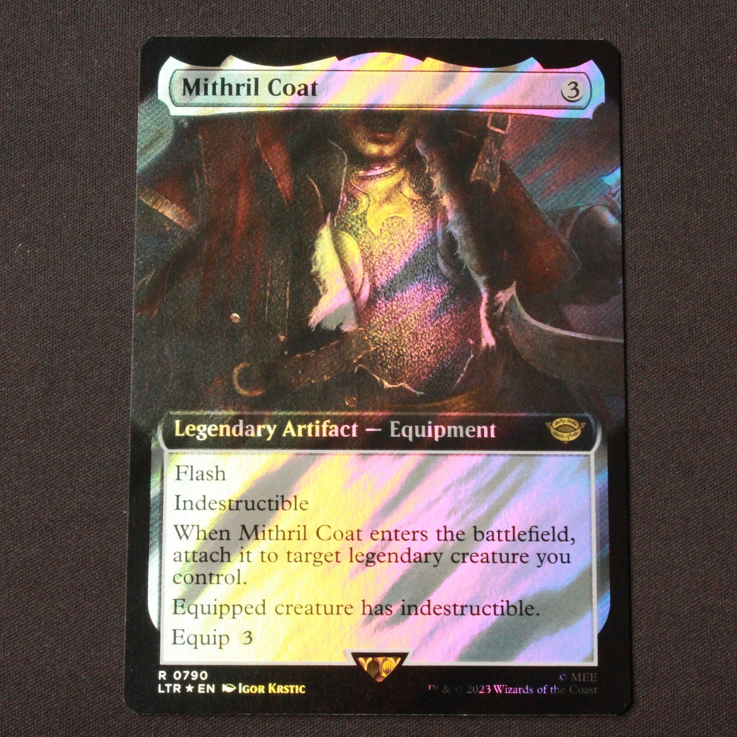 MTG Lord of the Rings LTR Rare FOIL Mithril Coat Extended Art Surge Foil 790 NM