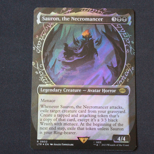 MTG LOTR LTR Rare FOIL Sauron, the Necromancer Showcase Surge Foil 802 NM