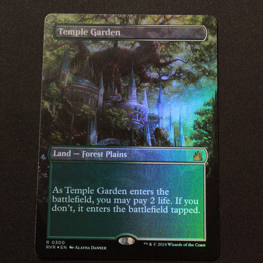 MTG Ravnica Remastered (RVR) Rare FOIL Temple Garden (Borderless) 300 NM