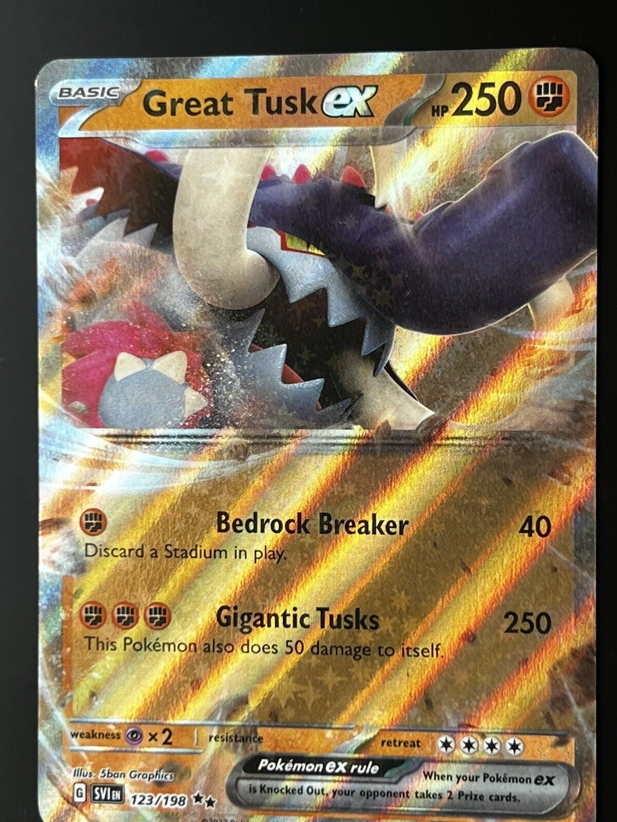 Pokemon SV01: Scarlet & Violet Double Rare Holofoil Great Tusk ex 123/198 NM