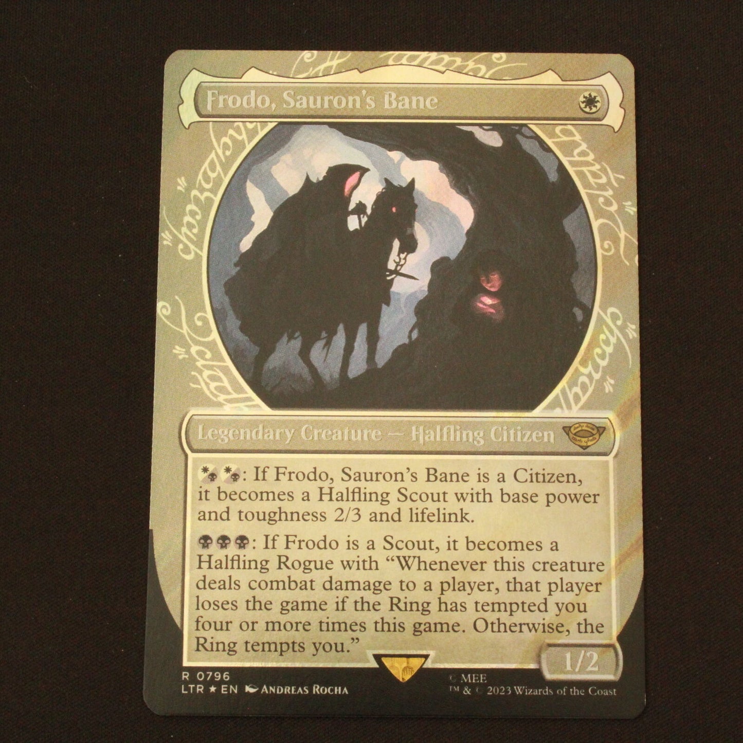 MTG Lord of the Rings LTR FOIL Frodo, Sauron's Bane Showcase Surge Foil 796 NM