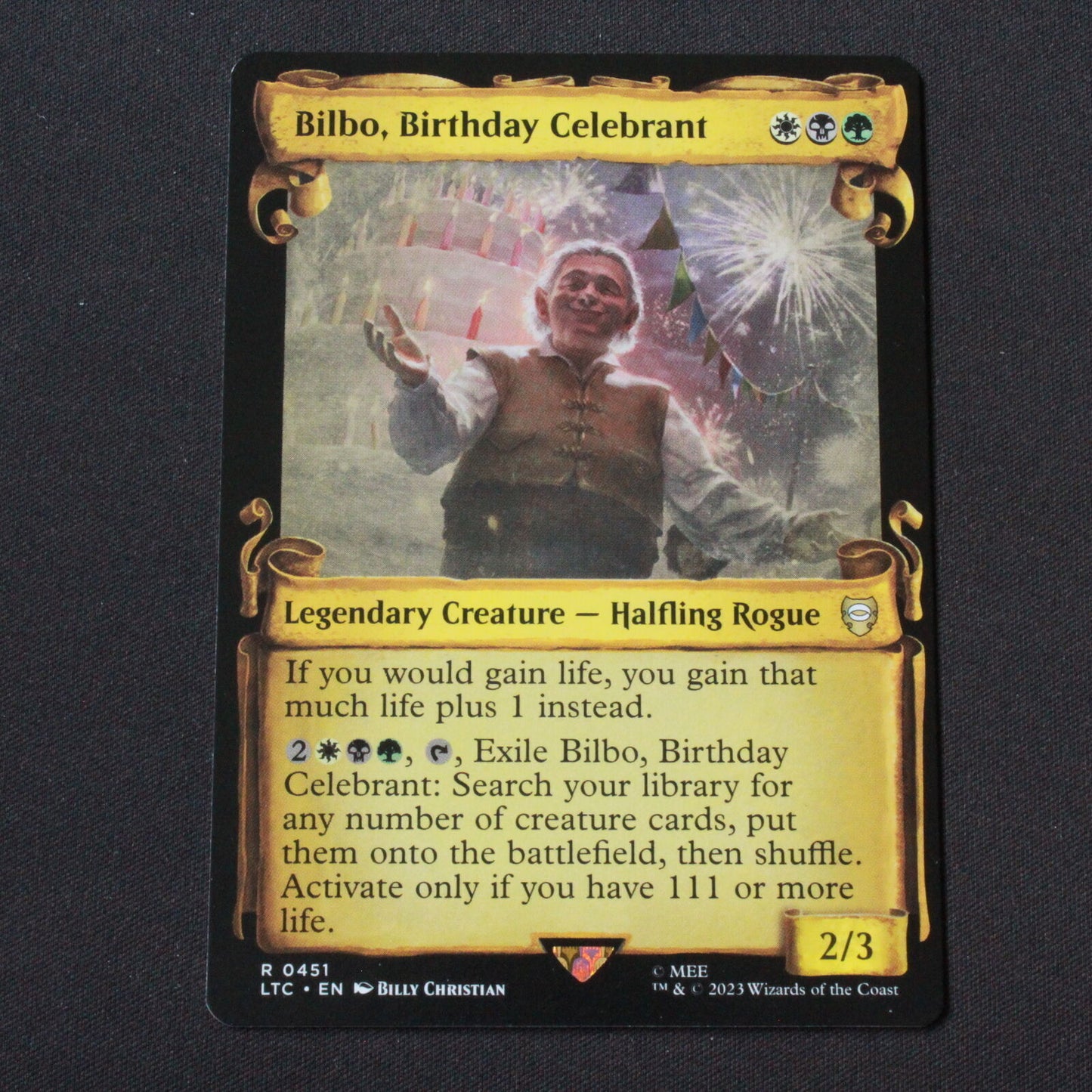 MTG Commander LOTR LTC Bilbo, Birthday Celebrant Showcase Scrolls 451 NM